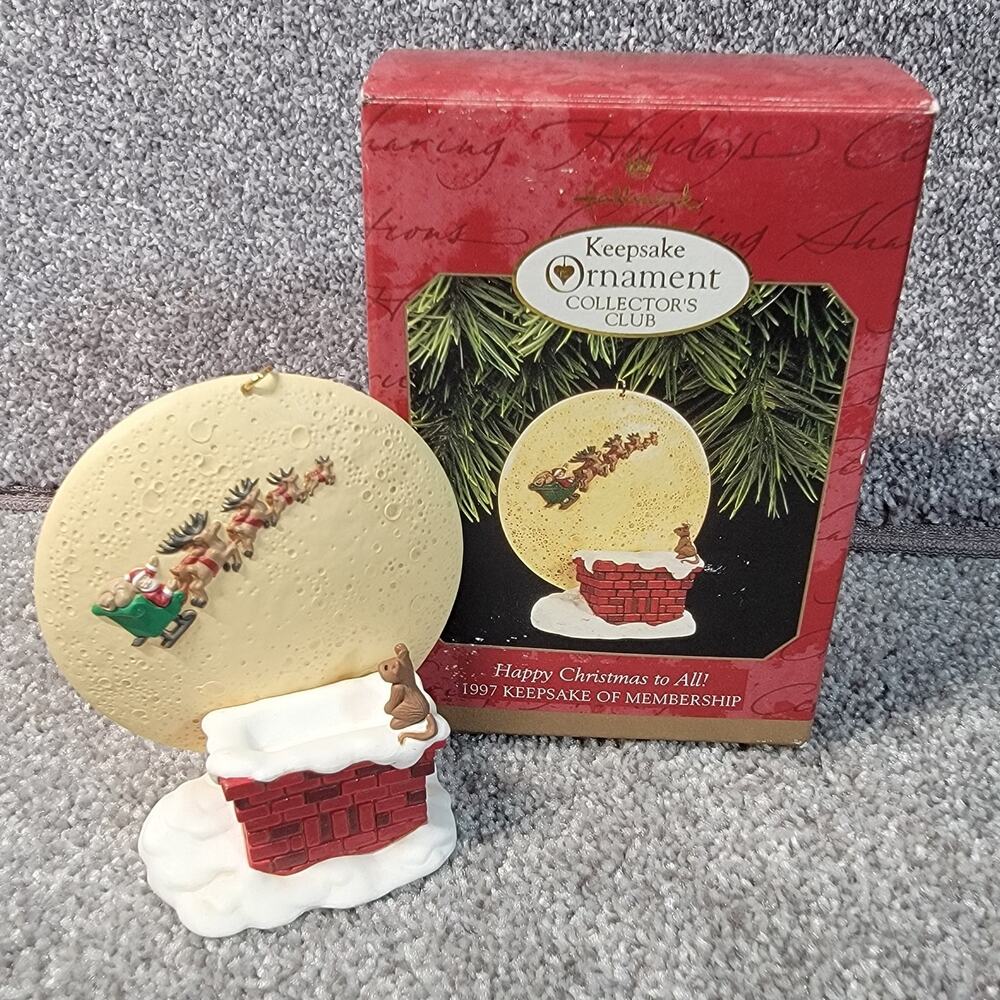 Hallmark 1997 Collectors‎ Ornament Mouse Reindeer Happy Christmas to All